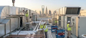 HVAC installation on a rooftop
